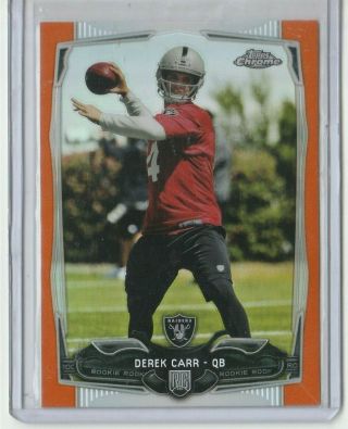 2014 Topps Chrome Derek Carr Orange Refractor Rookie Oakland Raiders