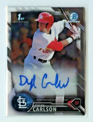 Dylan Carlson 2016 Bowman Chrome Prospect Auto Autograph Base Sp Cardinals