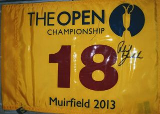 Pga Legend Phil Mickelson Autographed 2013 Muirfield British Open Flag