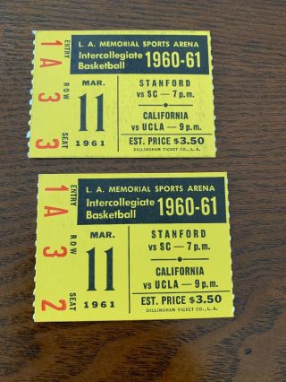 1960 - 61 Ucla Vscalifornia Basketball Ticket Stubs (2)