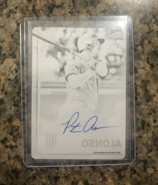 Pete Alonso 2019 Topps Chrome Black Print Plate Rc Auto 1/1 1 Of 1 Mets