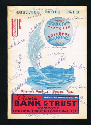 1959 Victoria Rosebuds Texas League Pan - American Association Autographed Program
