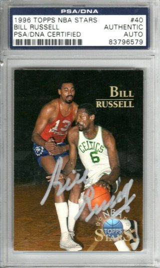 Bill Russell Signed Autographed Auto 1996 Topps Card Boston Celtics Psa