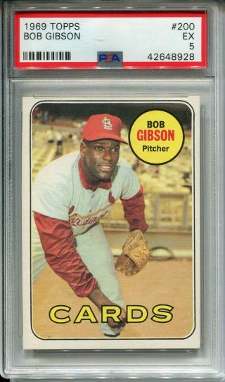 1969 Topps 200 Bob Gibson Psa 5 Ex St.  Louis Cardinals