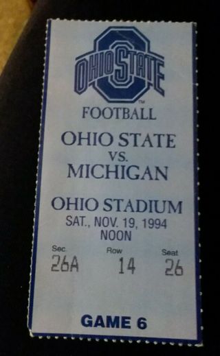 1994 Michigan Ohio State College Football Ticket Stub Ncaa