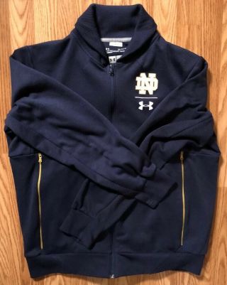 Notre Dame Football Team Issued Under Armour Full Zip Jacket Xl 82