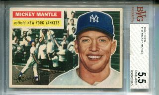 1956 Topps 135 Mickey Mantle Gray Back Bvg 5.  5