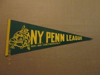 N.  Y.  Penn League Vintage Circa 1939 - 1981 Continuously Logo Baseball Pennant