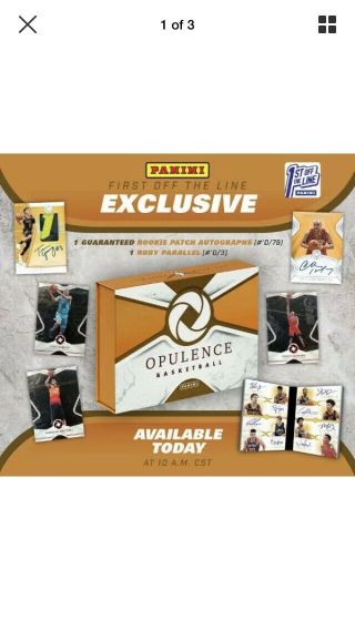 2018 - 2019 Panini Opulence FOTL First Off The Line Hobby Box.  In Hand 4