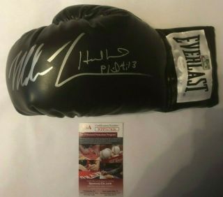 Mike Tyson & Evander Holyfield Autographed Everlast Black Boxing Glove Jsa