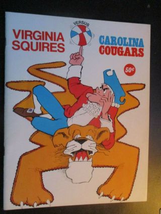 1970 Virginia Squires Carolina Cougars Aba Basketball Program 1st Year Squires