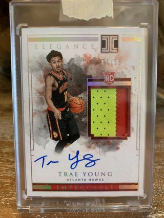2018 - 19 Panini Impeccable Elegance Trae Young Rpa Rc Rookie Patch Auto /25