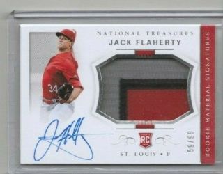 2018 Panini National Treasures Jack Flaherty Auto 3 Color Patch Rc 59/99