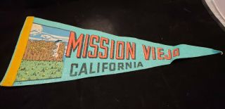 Mission Viejo California Mini Vintage Wool Pennant With Holder