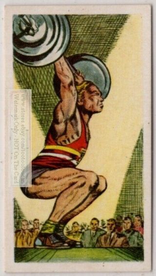 1956 Olympics Weight Lifting Gold Medal Anderson Usa Vintage Trade Ad Card