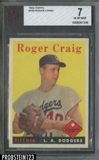 1959 Topps 194 Roger Craig Los Angeles Dodgers Bvg 7 Nm