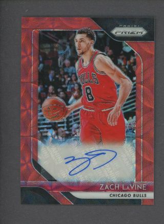 2018 - 19 Panini Prizm Red Scope Zach Lavine Signed Auto Chicago Bulls