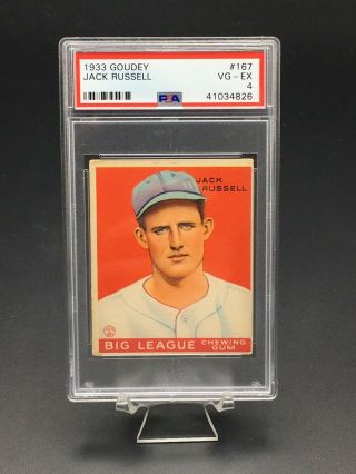 1933 Goudey Baseball Jack Russell Psa Vg - Ex 4 167 Washington Senators