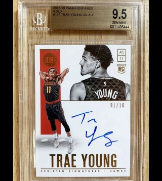 2018 - 19 Encased Trae Young Scripted Auto Rc Gold /10 Bgs 9.  5/10 Ebay 1/1