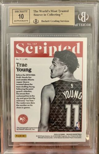 2018 - 19 Encased TRAE YOUNG Scripted Auto RC Gold /10 BGS 9.  5/10 EBAY 1/1 3