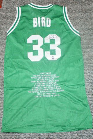 Larry Bird 33 Signed Celtics Jersey Autographed Auto Sz L W/ Bird Hologram Hof