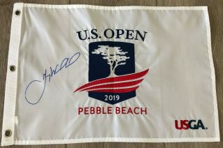 GARY WOODLAND SIGNED 2019 US OPEN PEBBLE BEACH GOLF FLAG wEXACT AUTOGRAPH PROOF 2