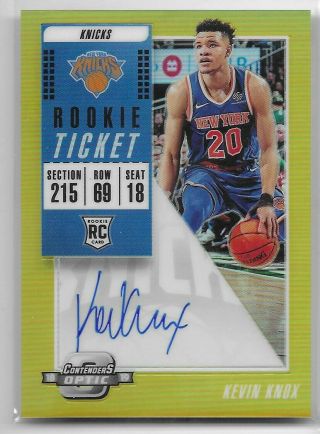 Kevin Knox Rc 2018 - 19 Panini Contenders Optic Auto Variation Gold Prizm 8/10