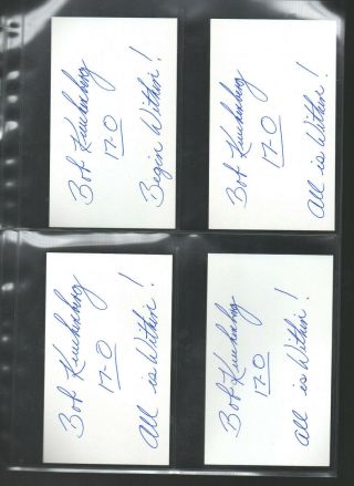 (4) Bob Kuechenberg Autograph/auto/hand - Signed Index Card 3x5 A