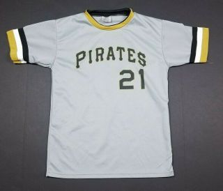 Roberto Clemente 21 Pittsburgh Pirates Mlb Gray Baseball Jersey Adult M