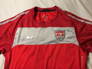 Red Nike Dri - Fit Team USA Soccer Training Jersey Men ' s L Large 3