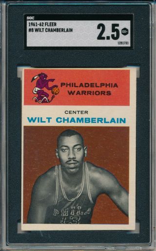 1961 - 62 Fleer 8 Wilt Chamberlain Rookie - Sgc 2.  5 Good,  (svsc)