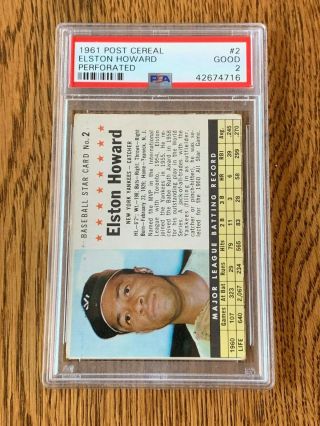1961 Post Cereal 2 Elston Howard Perforated - Psa 2
