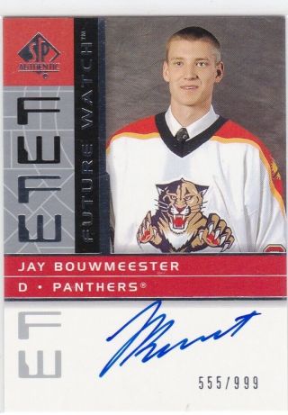 Jay Bouwmeester 02/03 Sp Authentic Future Watch Rookie Rc Autograph Blues
