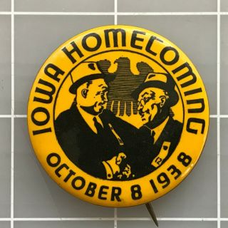 1938 University Of Iowa Hawkeye Football Homecoming Pin Back Button