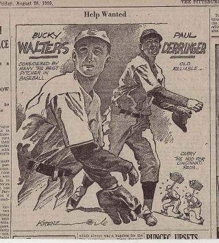 1939 Newspaper Feature - Bucky Walters & Paul Derringer Cincinnati Reds Pitchers