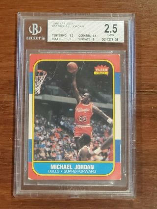 1986 Fleer Michael Jordan Rookie Card Beckett Bgs 2.  5 G - Vg 57