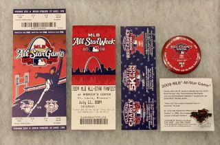2009 Mlb All - Star Game Ticket W/ Pin Button & 2 Event Tickets St.  Louis