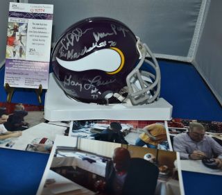 Purple People Eaters Signed Custom Face Mask Mini Helmet Minnesota Vikings Jsa