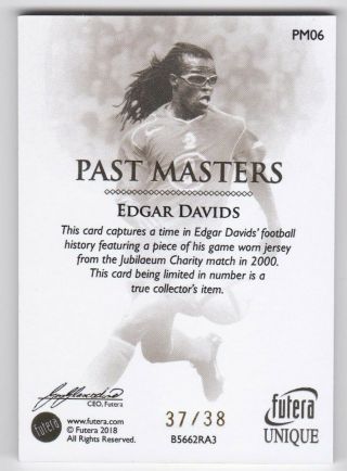 2018 Futera Edgar Davids Past Masters Game Jersey 37/38 NETHERLANDS 2