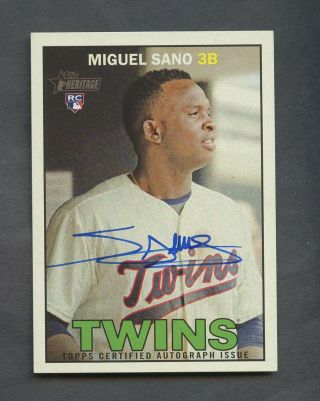 2016 Topps Heritage Real One Miguel Sano Rc Rookie Auto Minnesota Twins
