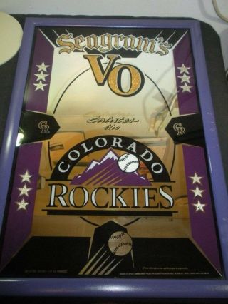 Seagrams Vo Salutes The Colorado Rockies Collectors Edition Mirror Sign