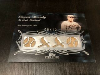 Rogers Hornsby 2008 Topps Sterling Quad Bat Relic Sp 8/10 Rare Hof