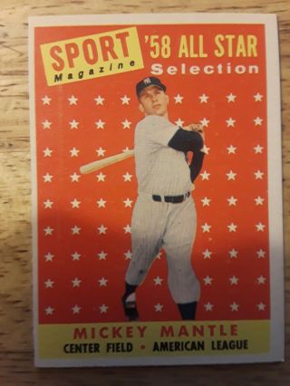 1958 Topps All - Star 487 Mickey Mantle - York Yankees