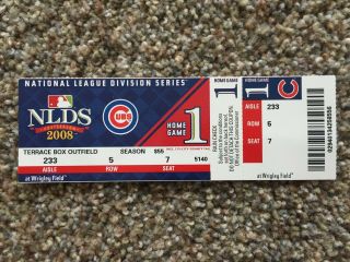 2008 Nlds Chicago Cubs Dodgers Gm 1 Full Ticket Stub Wrigley Field