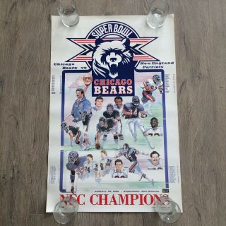 Vintage Bowl Xx 1985 Walter Payton Mike Ditka Chicago Bears Poster 22x34”