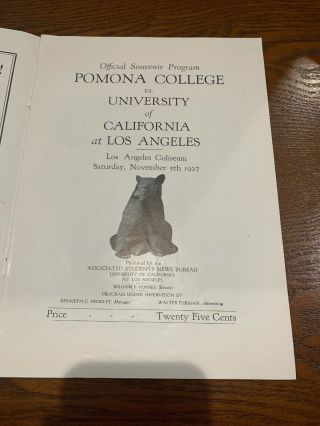 1927 Ucla Vs Pamona College Football Program 11/5/1927. 2