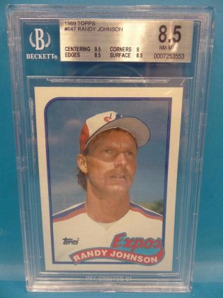 1989 Topps 647 Randy Johnson Expos Beckett Graded 8.  5 Nm - Mt,  Baseball Card