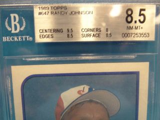 1989 Topps 647 Randy Johnson Expos Beckett Graded 8.  5 NM - MT,  Baseball Card 2