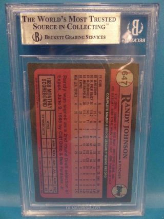 1989 Topps 647 Randy Johnson Expos Beckett Graded 8.  5 NM - MT,  Baseball Card 3
