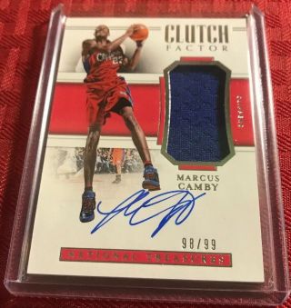 2018 - 19 National Treasures Marcus Camby Clutch Factor Jersey Auto 98/99